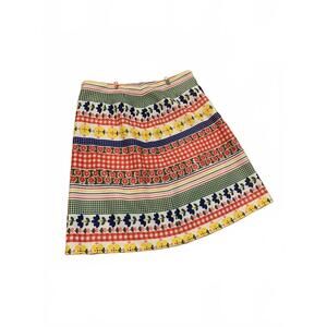 Vintage David Smith Multicolor Floral and Gingham Pattern A-Line Skirt